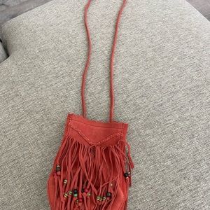 Lucky Brand Suede Boho cross body pouch bag